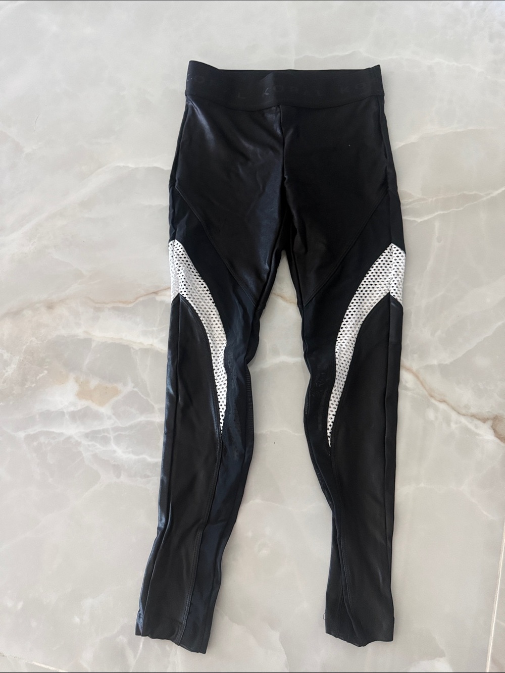Koral Black Leggings with White Mesh Curved Panels